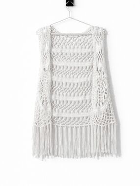 Garage Ivory Knit Fringe Vest